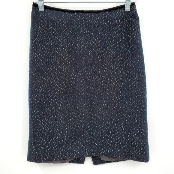 Talbots Black Metallic Golden Pencil Skirt - Picture 1 of 6